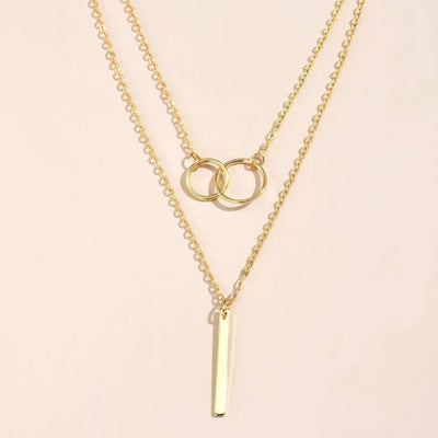 Retro – Collar doble círculo dorado